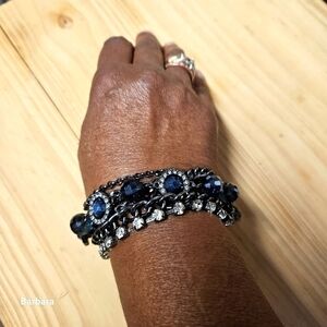 Vintage Simply Vera Vera Wang Mixed Media Multi-Strand Blue Theme Bracelet